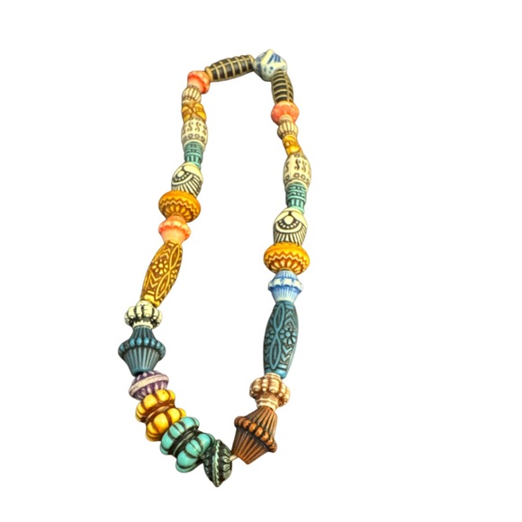 West African Colorful Beaded Necklace - Picture 2 of 2